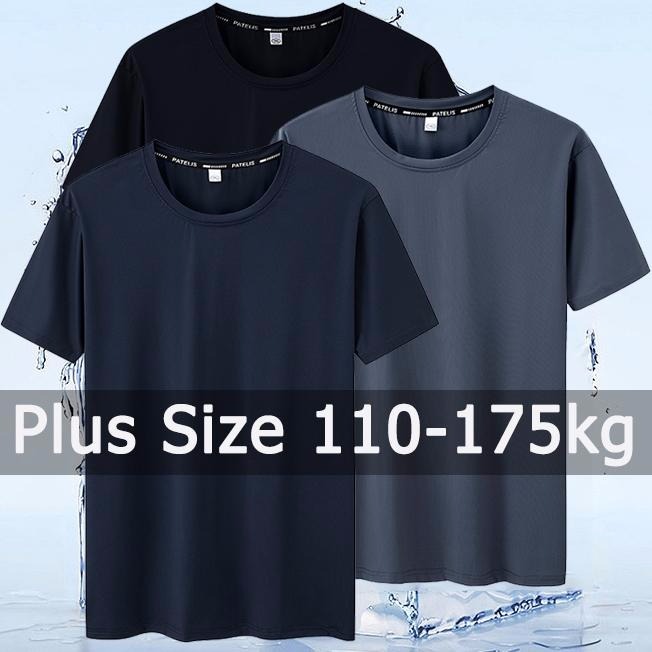 เสื้อยืดแขนสั้น ขนาดใหญ่ ระบายอากาศได้ดี สีดํา สีฟ้า แฟชั่นฤดูร้อน สําหรับผู้ชาย ไซซ์ 1XL - 7XL