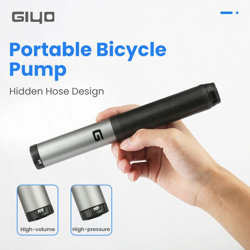 จักรยานปั๊มลม GIYO GP-89 สำหรับท่อ Schrader และ Presta เหมาะสำหรับการปั่นจักรยานกลางแจ้ง