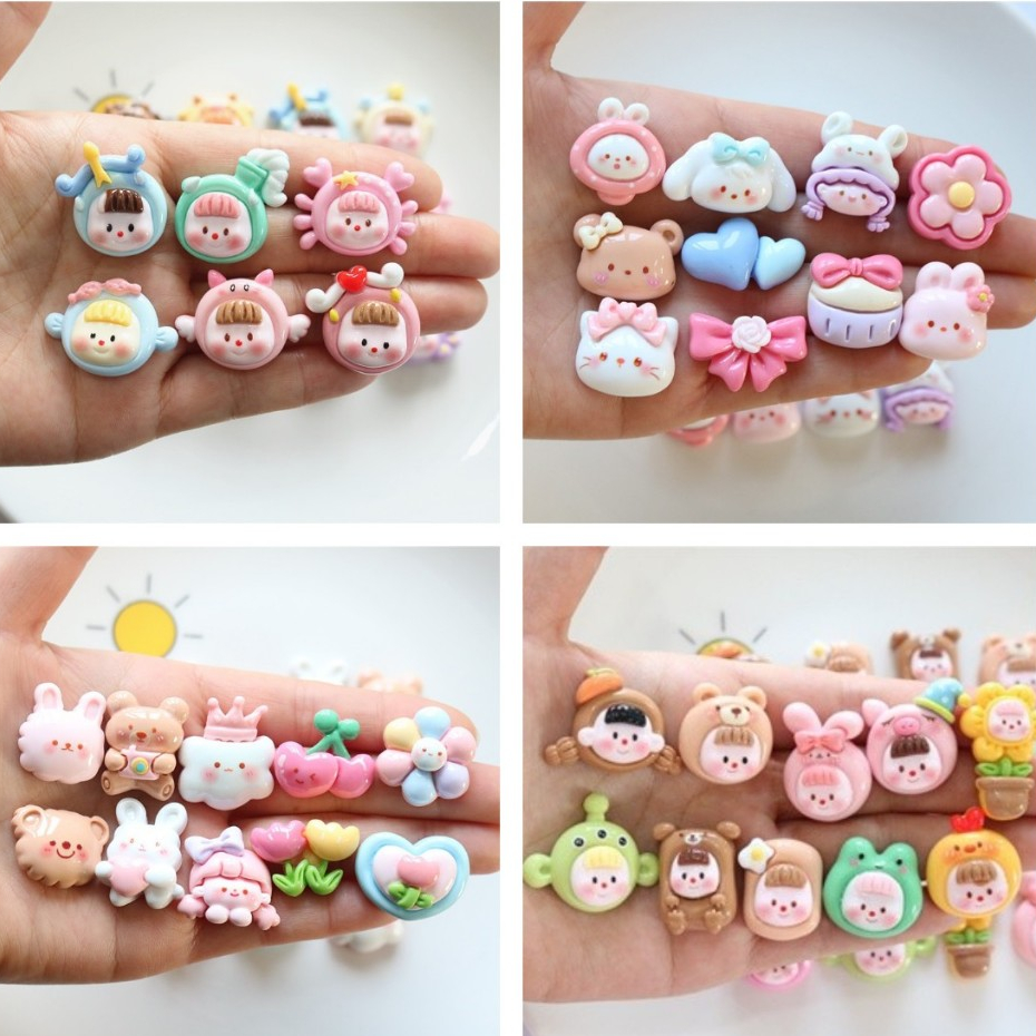 เครื่องประดับ กิ๊บติดผมเรซิ่น รูปดอกทานตะวันน่ารัก สีสันสดใส สําหรับตกแต่งเคสโทรศัพท์ 10 ชิ้น ต่อชุด
