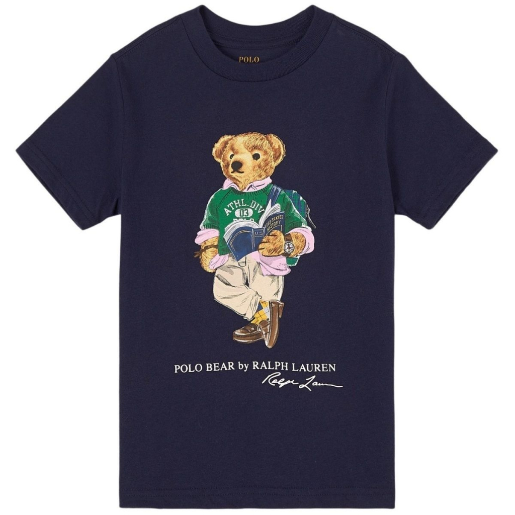 Ralph Lauren Men 's Trendy New Reading Bear Print Short Sleeve T-shirt