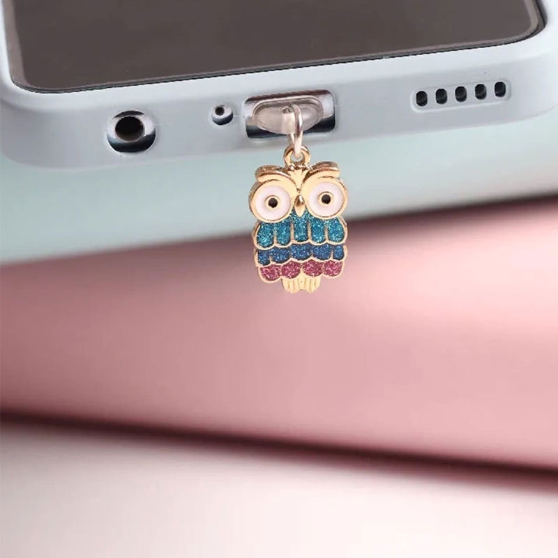 กลวง นกฮูก น่ารัก จุกเสียบกันฝุ่น ที่ห้อยโทรศัพท์ ไอโฟน iphone type c android ที่กันฝุ่นลําโพง