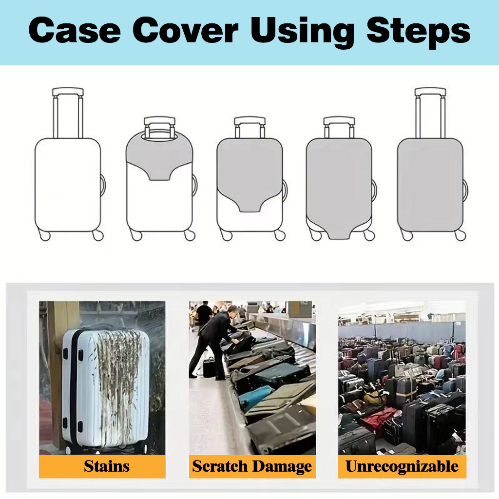 ผ้าคลุมกระเป๋าเดินทาง ผ้าสแปนเด็กซ์ แบบยืดหยุ่น ยืดหยุ่น Luggage Cover 18 20 24 28 30 32 นิ้ว 24M
