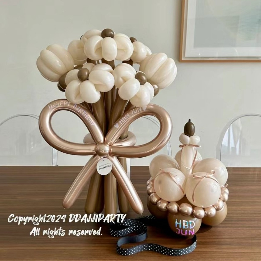 Xtz ลูกโป่งยาว หนา สไตล์เรโทร ขนาด 260Q สําหรับตกแต่งปาร์ตี้วันเกิด DIY