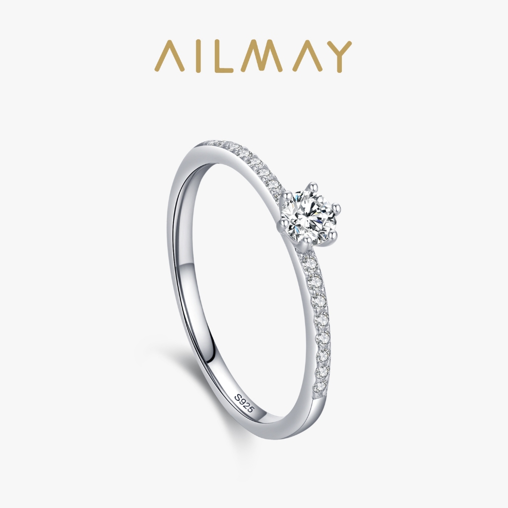 Ailmay ของแท้ 925 เงินสเตอร์ลิงแหวนแต่งงาน Fashionc Luxury Cubic Zirconia แหวน