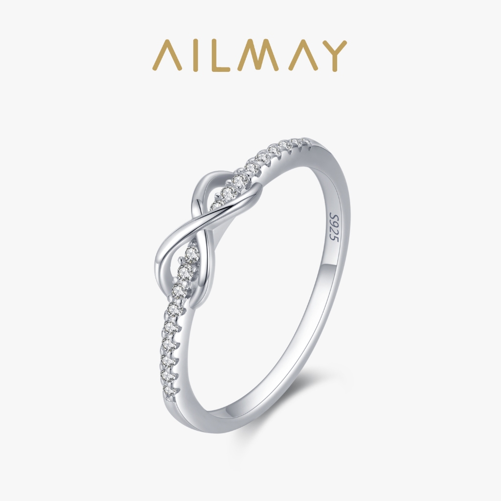 Ailmay จริง 925 เงินสเตอร ์ ลิง Infinity Love แหวนผู ้ หญิงหมั ้ นเครื ่ องประดับ Fine