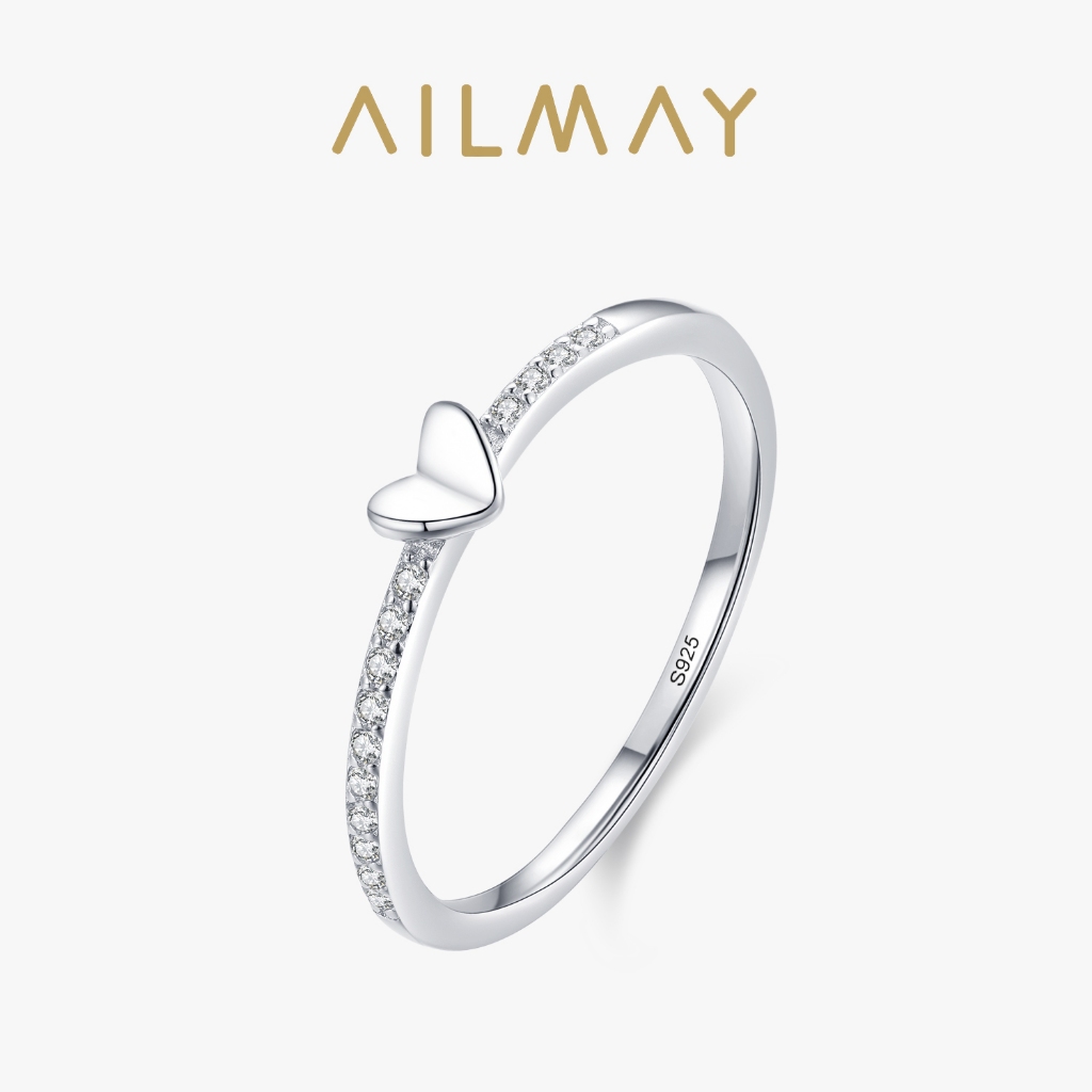 Ailmay Romantic Hearts แหวน 925 เงินสเตอร์ลิงพราวเพทาย Charm แหวนนิ้ว
