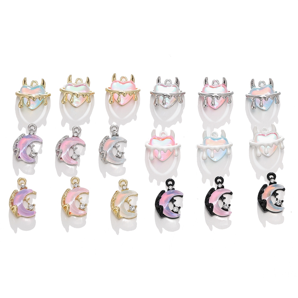 St. kunkka จี้แหวนเพชรอัลลอย รูปหัวใจ ดวงจันทร์ เกล็ดหิมะ สําหรับทําสร้อยคอ สร้อยข้อมือ DIY 1 ชิ้น