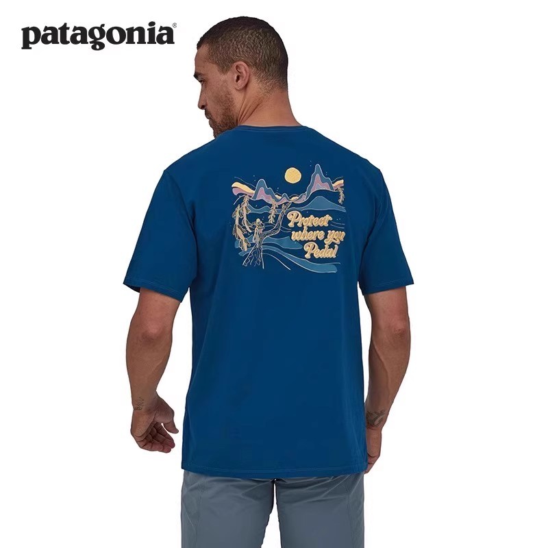 เสื้อยืดคอกลม แขนสั้น พิมพ์ลาย Patagonia Patagonia เหมาะกับใส่กลางแจ้ง สําหรับผู้ชาย