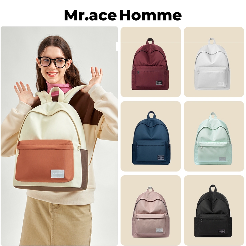 Mr. ace Homme กระเป๋าเป้สะพายหลังความจุขนาดใหญ่กระเป๋านักเรียนกันน้ำสำหรับผู้หญิง