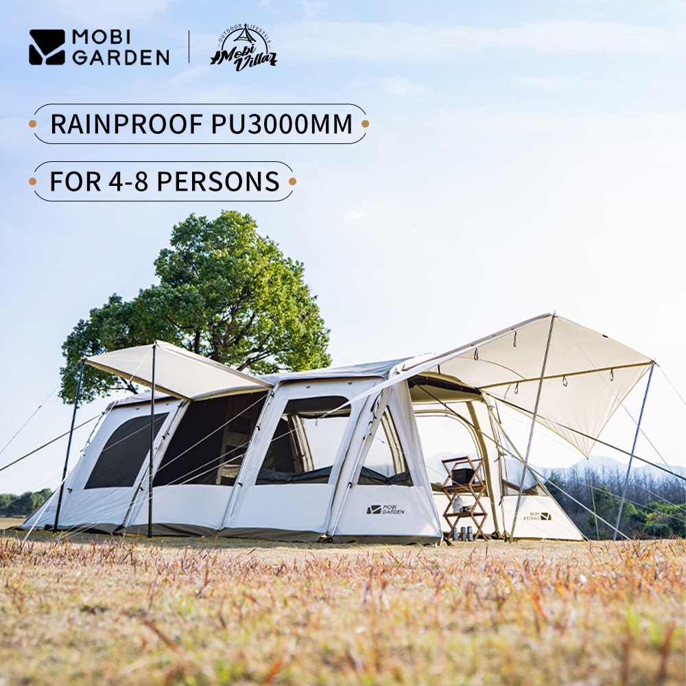 Mobi GARDEN เต็นท์อุโมงค์โอเวอร์ไนท์กลางแจ้งแคมป์ปิ้งกันลมกันฝนหนาห้องนอนสองคนห้องนั่งเล่นหนึ่งพื้นที่ขนาดใหญ่