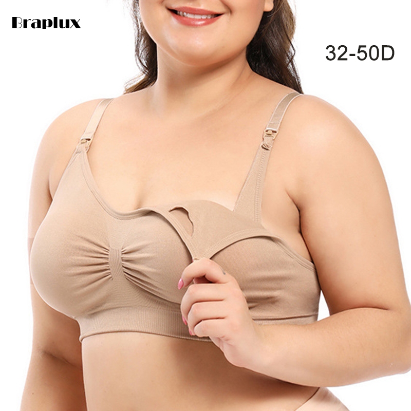 Braplux 5XL 50 บราไร้โครง การให้อาหาร ชุดชั้นในให้นมบุตร ไม่มีโครง ไร้รอยต่อ พลัสไซซ์ สําหรับผู้หญิงตั้งครรภ์ เบจ เสื้อชั้นในบุตรที่ให้นม เสื้อชั้นในครรภ์ ไซส์ ใหญ่ ไซส์ใหญ่ 42 เสื้อใน 40 bra nude