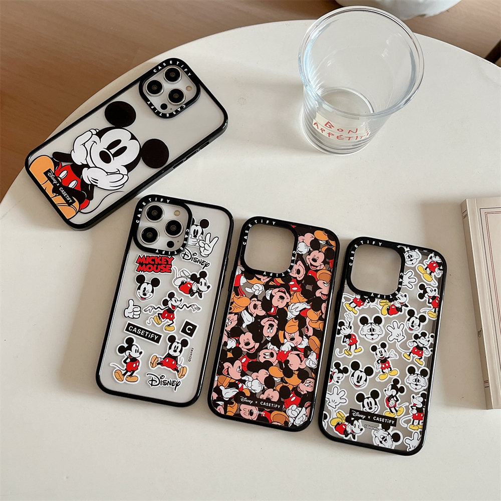 สําหรับiphone 16 15 14 Pro MaxตลกDisneyการ์ตูนMickey Mouseสติกเกอร์สําหรับiPhone 13 12 Pro Max Hard PCปกหลังกรณีiPhone 15 กันกระแทกสําหรับiPhone 11 Clear Case