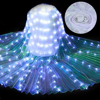ปีกเต้นรำหน้าท้องมาพร้อมกับไฟ LED ปีกผีเสื้อ มีไฟ แสง หลากสี สําหรับเต้นรําหน้าท้อง ปีกเต้นรําหน้าท้องเรืองแสงผีเสื้อ เรืองแสงเรืองแสงแสดงเครื่องแต่งกายประสิทธิภาพผู้ใหญ่