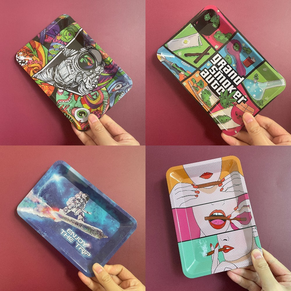 ถาดโลหะ แผ่นเหล็ก ถาดยำสมุนไพร ถาดโรลสมุนไพร พร้อมส่ง Rolling Tray 180mm*125mm