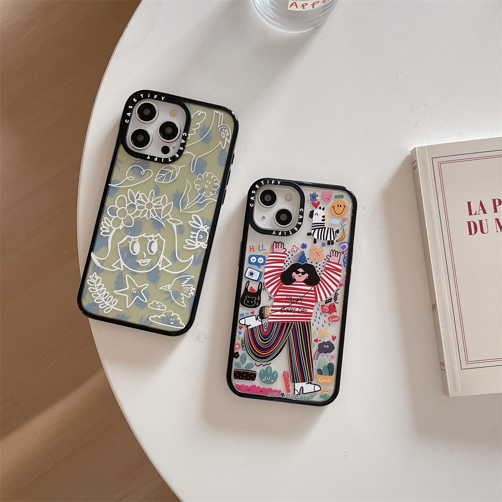 สําหรับiphone 16 15 14 Pro MaxสีสันGraffitiสาวFlwoersรูปแบบสําหรับiPhone 13 12 Pro Max Hard PCปกหลังกรณีiPhone 11 เคสกันกระแทกสําหรับiPhone 14 15
