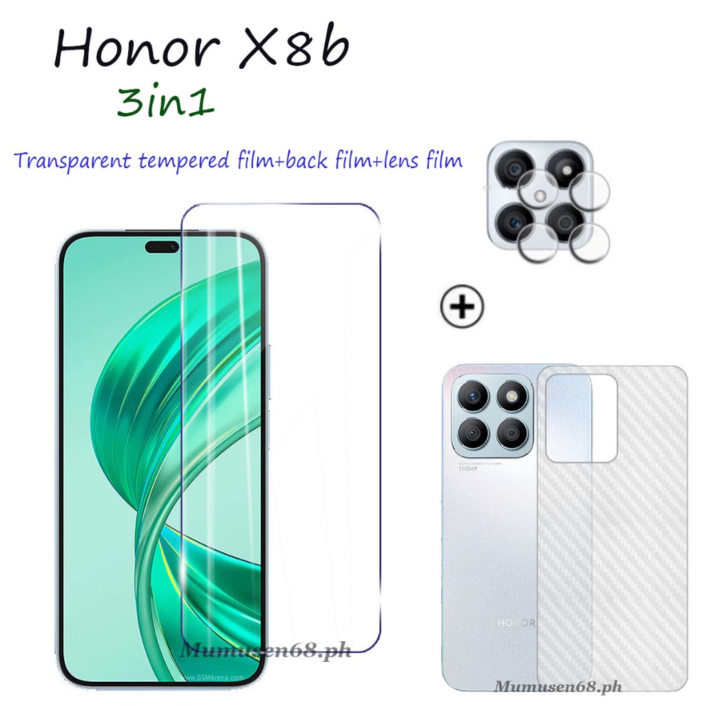 (3in1) ฟิล์มกระจกนิรภัยใส กันรอยหน้าจอ ฟิล์มเลนส์ ฟิล์มหลัง สําหรับ Honor X8b Honor X7b X6a