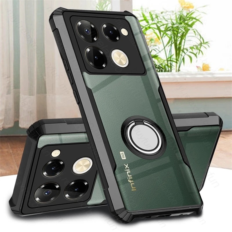 อะคริลิคใสกลับสําหรับ Infinix Note 40 Pro Plus 5G กรณีแม่เหล็กผู้ถือแหวน Duty กันกระแทก Coque Infinix หมายเหตุ 40 30 12 11 10 Pro 30i 11S 8i 7 VIP ฝาครอบ