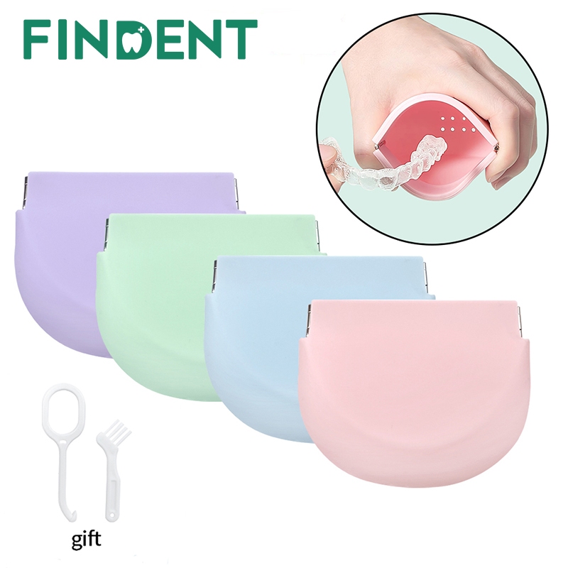 กล่องเก็บฟันปลอม ซิลิโคน ป้องกันฟันปลอม อุปกรณ์สุขอนามัยช่องปาก