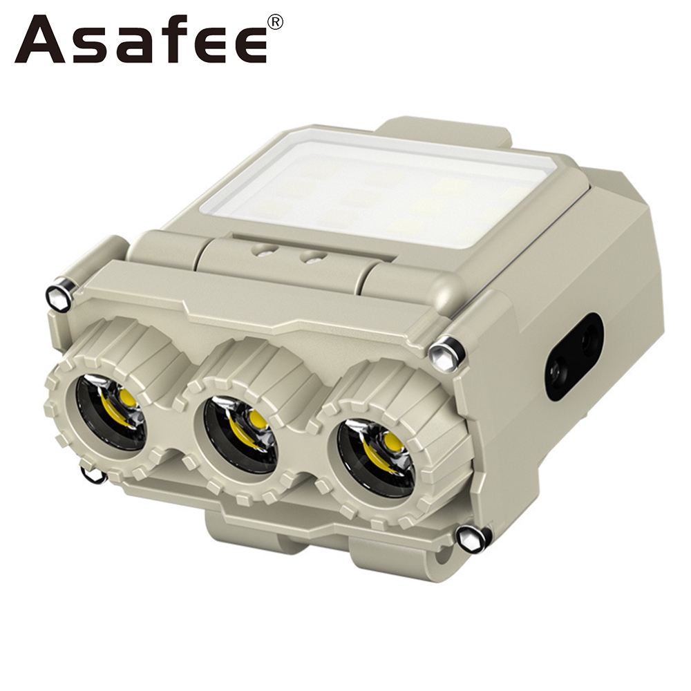 Amanfire 0204B ไฟหน้า Manual Sensing ไฟหน้าเซนเซอร์สวิทช์ 700LM Range 200M สีขาว + สีแดงหลอดไฟ Built-in1100mAh แบตเตอรี่โพลิเมอร์