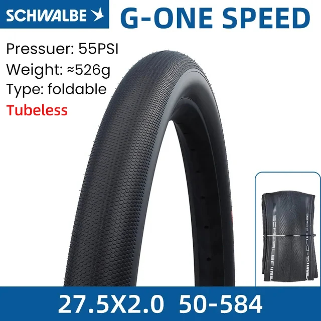 Schwalbe G-ONE SPEED 27.5x2.0 50-584 Tubeless 55PSI จักรยานพับยาง RaceGuard / ADDIX / E25 สําหรับกรว