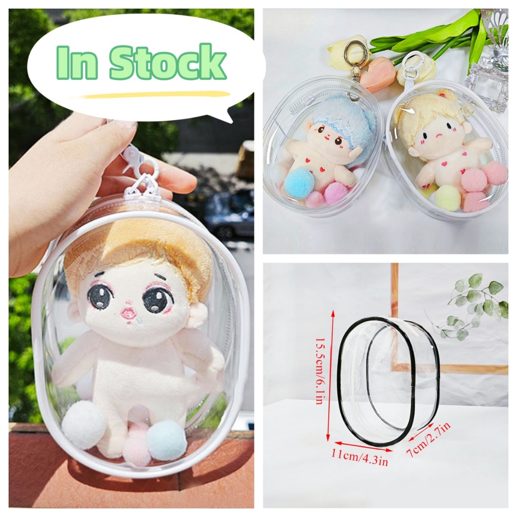 กระเป๋าสตางค์ แบบหนา ขนาด 15 ซม. สีโปร่งใส สําหรับใส่ตุ๊กตา Popmart accessory