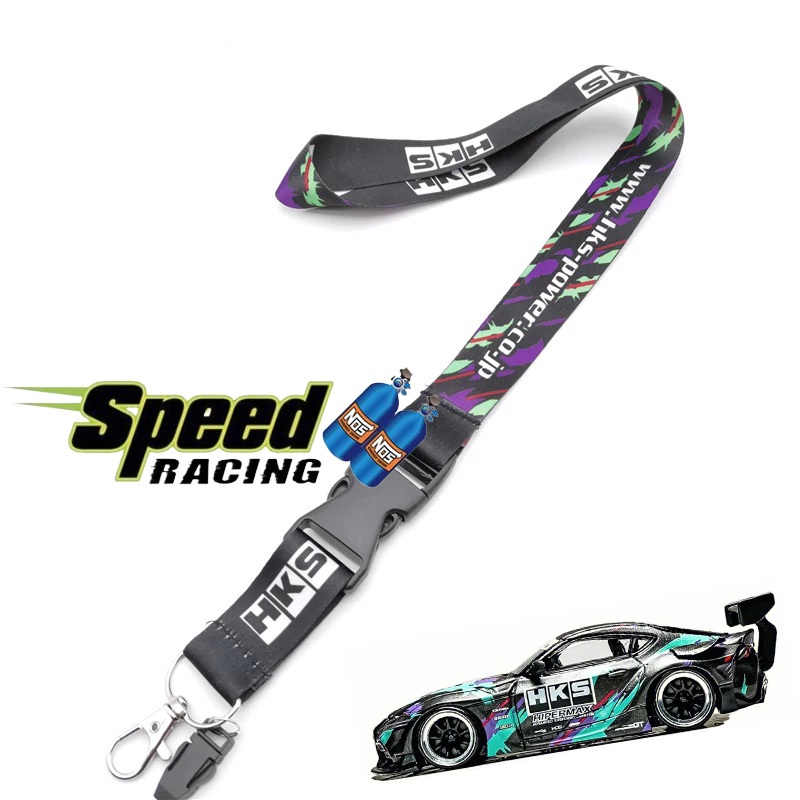 Jdm HKS Lanyard กุญแจรถ ID ผู้ถือโทรศัพท์มือถือสายคล้องคอ Anti-lost Lanyard พวงกุญแจรถอุปกรณ์เสริมอั