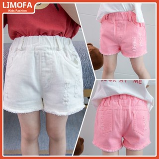 [COD] กางเกงยีนขาสั้น เอวยางยืด สีขาว พร้อมกระเป๋า สําหรับเด…