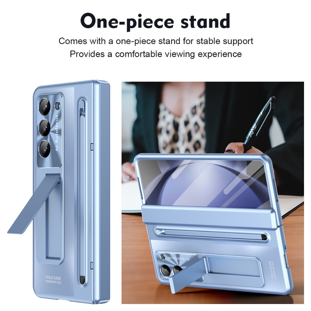 SAMSUNG ที่ใส่ปากกาสล็อตกรณีสําหรับ ซัมซุง กาแลคซี Z พับ 6 พับ 5 พร้อมวงเล็บปากกาด้านหน้าฟิล์มแก้วป้องกัน Z พับ 4 หรูหราปก