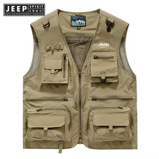 JEEP SPIRIT 1941 ESTD เสื้อแจ็กเก็ต แขนกุด ระบายอากาศ มีกระเป๋าหลายช่อง คุณภาพสูง สําหรับผู้ชาย