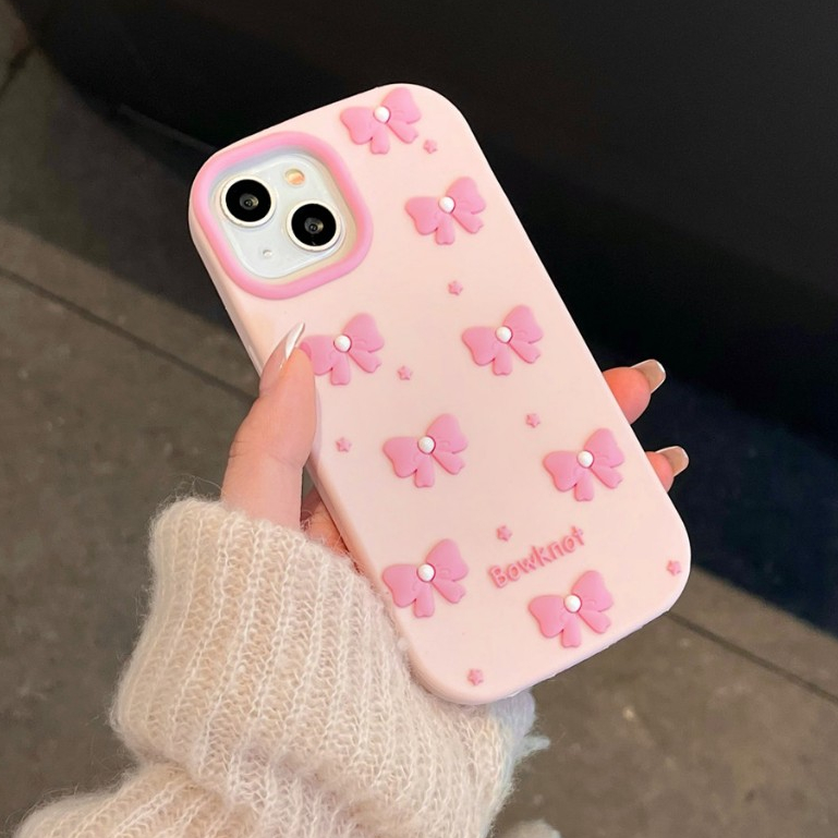 สําหรับiphoneกรณีiphone 16 ProMax 15 Pro Max 14 Pro Max 13 Pro Max 11 12 Pro Max TPUซิลิโคนSoft shell pearl bow