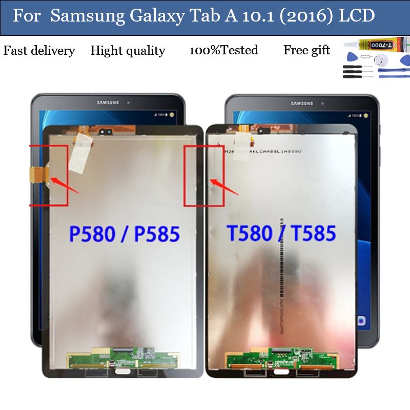 อะไหล่หน้าจอสัมผัสดิจิทัล LCD แบบเปลี่ยน สําหรับ Samsung Galaxy Tab A 10.1 (2016) T580 T585-P580 P585