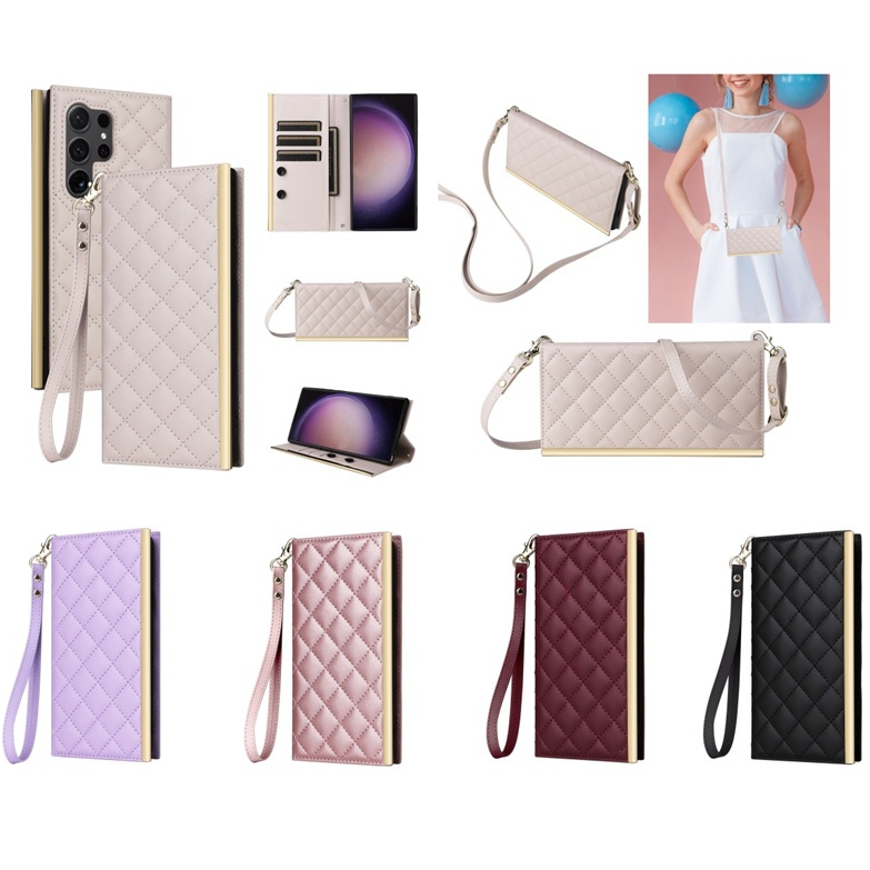 เคสโทรศัพท์หนัง PU ฝาพับแม่เหล็ก พร้อมช่องใส่บัตร และสายคล้อง สําหรับ Samsung Galaxy S24 S23 S22 S21 S20 Ultra S24 Plus S20 FE 5G S10 Plus