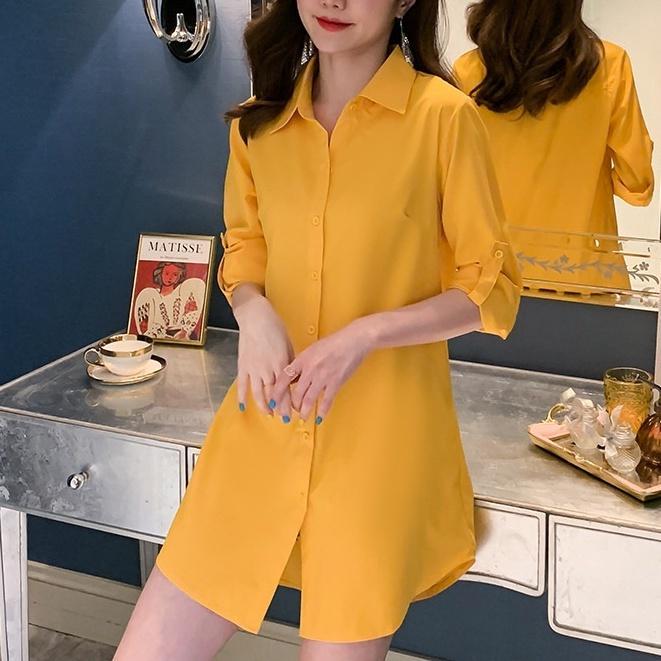 เสื้อเชิ้ตแขนยาว แบบเป็นทางการ ขนาดใหญ่ สีเขียว สไตล์นักธุรกิจ สําหรับผู้หญิง มี 10 สี ไซซ์ S - xxl