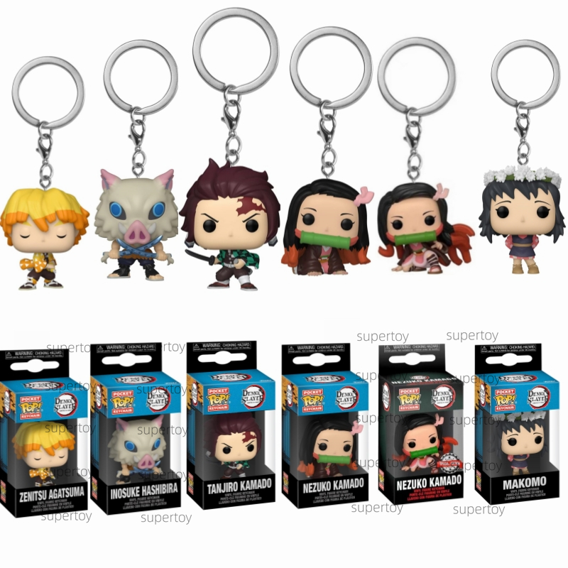 Funko Pop พวงกุญแจ Demon Slayer Tanjiro Kamado Nezuko Inosuke Zenitsu Agatsuma Action Figure