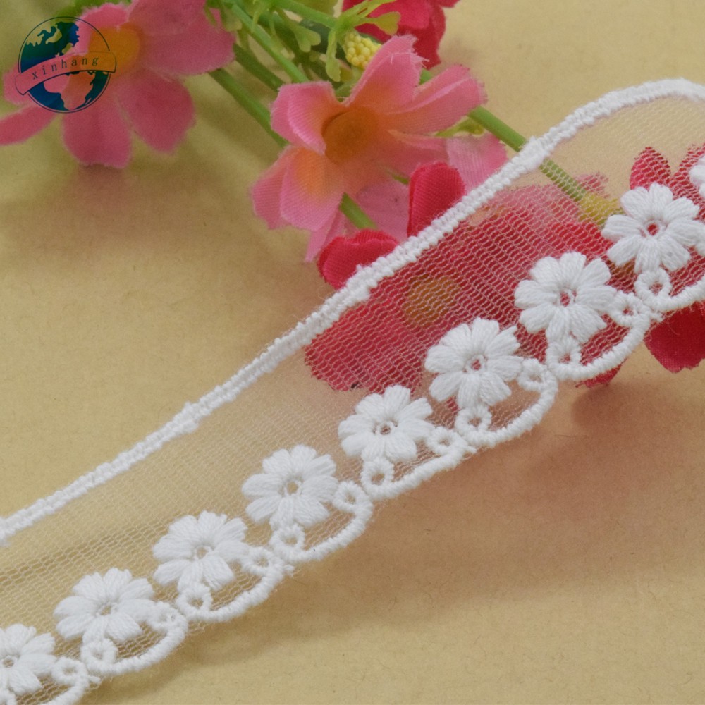 กว้าง 2.5 ซม.ผ้าฝ้ายเย็บปักถักร้อยขอบลูกไม้ลูกไม้ผ้า guipure diy trims มินิเดรสลูกไม้ริบบิ้น garment อุปกรณ์เสริม 3914