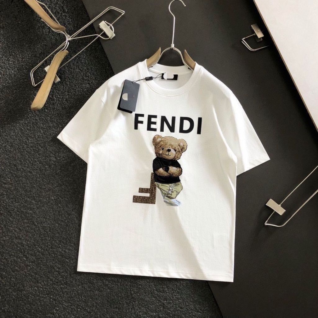 Ff24s ใหม่ เสื้อยืดคอกลม แขนสั้น พิมพ์ลายหมี คุณภาพสูง สําหรับผู้ชาย และผู้หญิง
