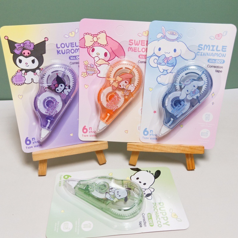SANRIO น่ารัก ซานริโอ เทปลบคําผิดการ์ตูนมินินักเรียนเทปแก้ไข5มิลลิเมตร*6เมตร