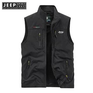 JEEP SPIRIT 1941 ESTD เสื้อแจ็กเก็ตลําลอง แขนกุด ทรงหลวม หลา…