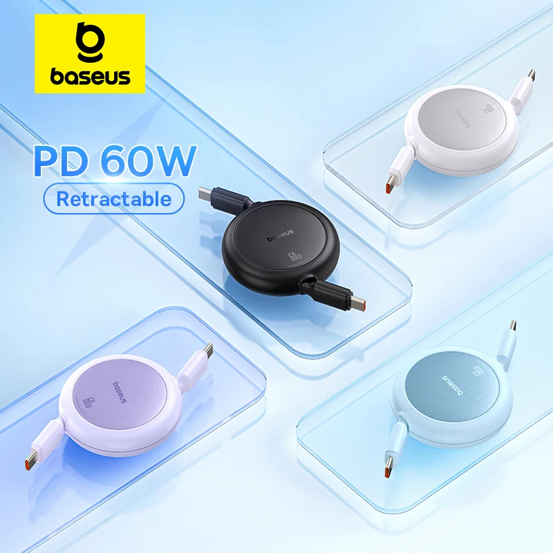 Baseus PD 60W USB-C เป็น USB-C สายชาร์จเร็ว สําหรับ iPhone 15 Pro พร้อม 480Mbps ส่งสัญญาณ สําหรับแล็ปท็อป