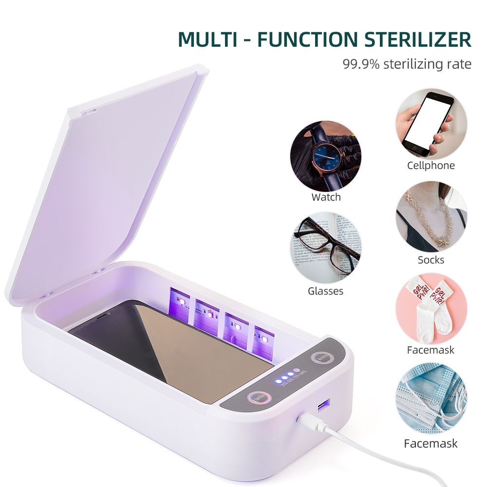 Foreverlily [มาใหม่] กล่องฆ่าเชื้อ UV 99% สําหรับโทรศัพท์มือถือ กุญแจ เครื่องประดับ แหนบ หน้ากาก