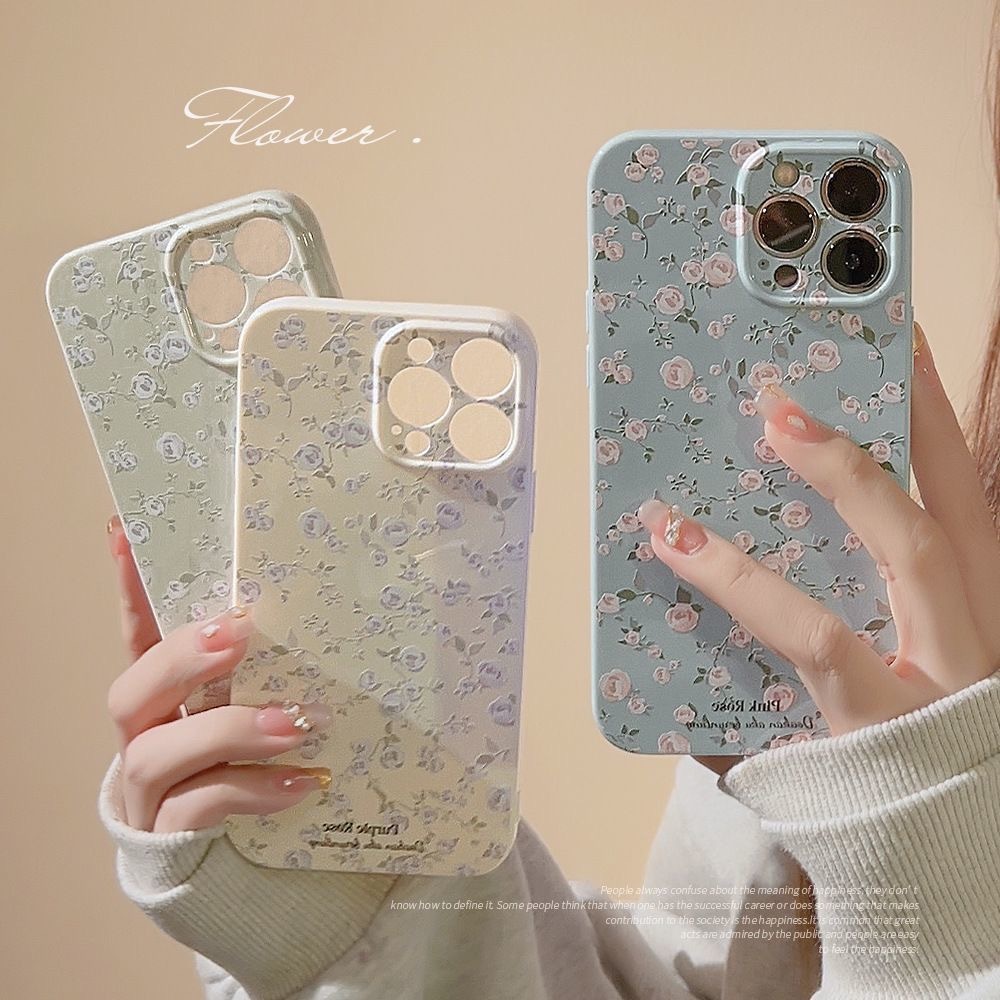 เคสโทรศัพท์มือถือ แบบนิ่ม ลายดอกไม้ สีฟ้า สําหรับ Iphone 15PROMAX 14 13 12 PROMAX 11 xsmax xr