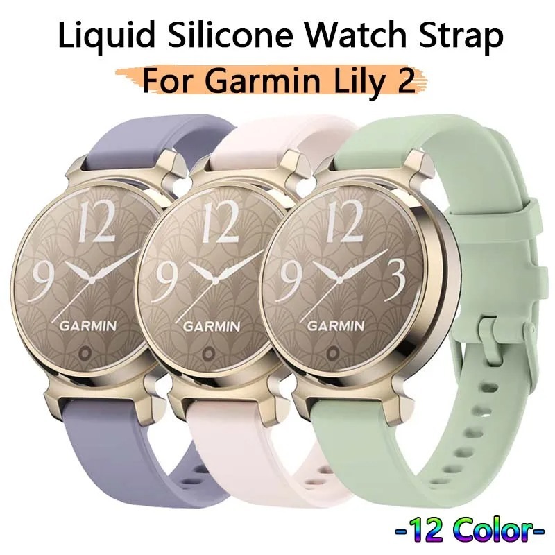ใช้งานร่วมกับ Garmin Lily 2 สายนาฬิกา, 14 มม.ซิลิโคนกีฬาผู้หญิงสายรัดสําหรับ Garmin Lily2 Bands