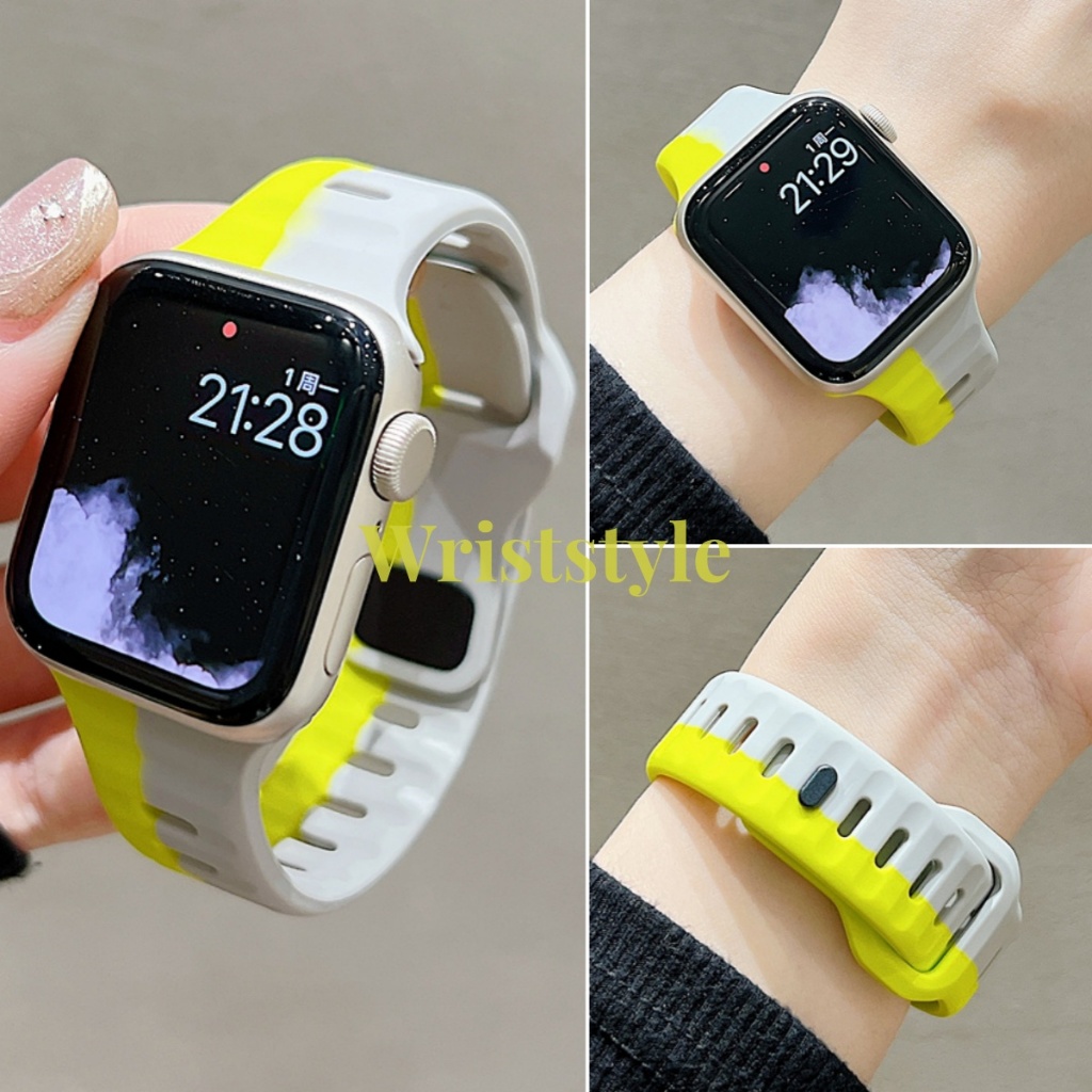 สายนาฬิกาข้อมือซิลิโคน สองสี แบบเปลี่ยน สําหรับ Apple Watch S9 8 7 6 5 4 3 2 1 SE ULTRA iWatch 49 มม