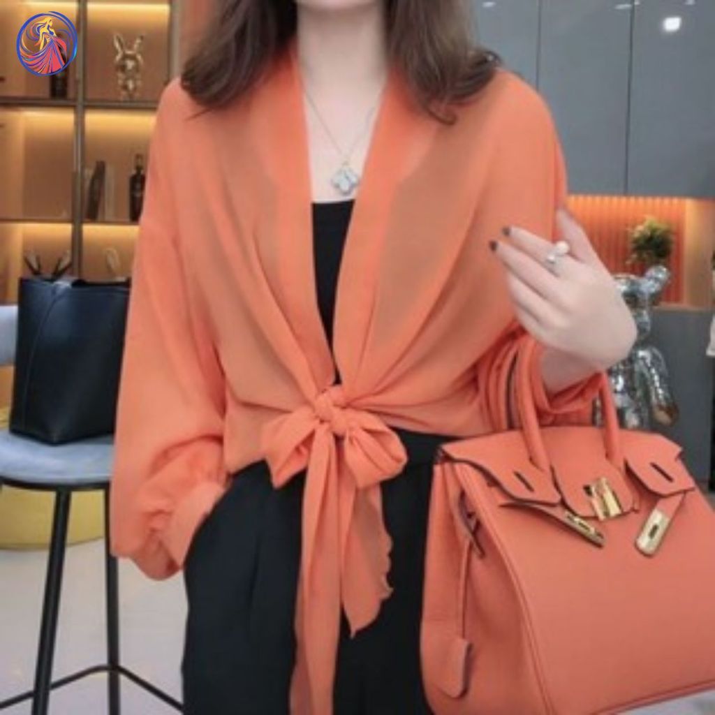 เวอร์ชั่นเกาหลีฤดูร้อนบางสไตล์ Preppy สไตล์ V คอครีมกันแดดเสื้อแขนยาวแฟชั่น Casual All-Match สวมใส่ด้านนอกสั้น Lace-Up