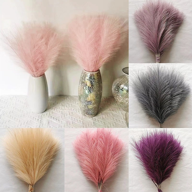 10p ชิ้น/42 ซม.ตกแต่งห้องนอนประดิษฐ์ Pampas Grass Bouquet ส้อมเดี่ยวจําลอง Reed จําลอง Reed Pampas หญ้า