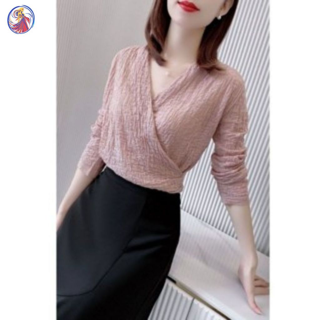 เสื้อยืด คอวี เข้ารูป สวมใส่สบาย เข้ากับทุกการแต่งกาย แฟชั่นเรียบง่าย สไตล์เกาหลี สําหรับผู้หญิง 2024
