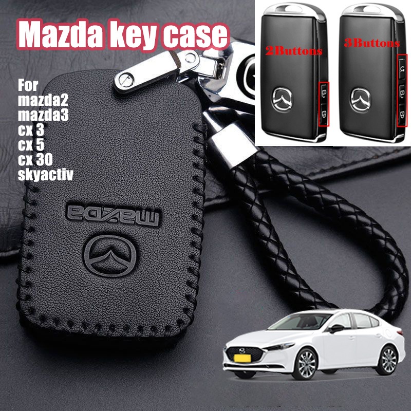 Mazda เคสกุญแจรีโมทรถยนต์ หนังวัวแท้ สําหรับ mazda 2 mazda 3 cx-3 cx-5 skyactiv cx 30
