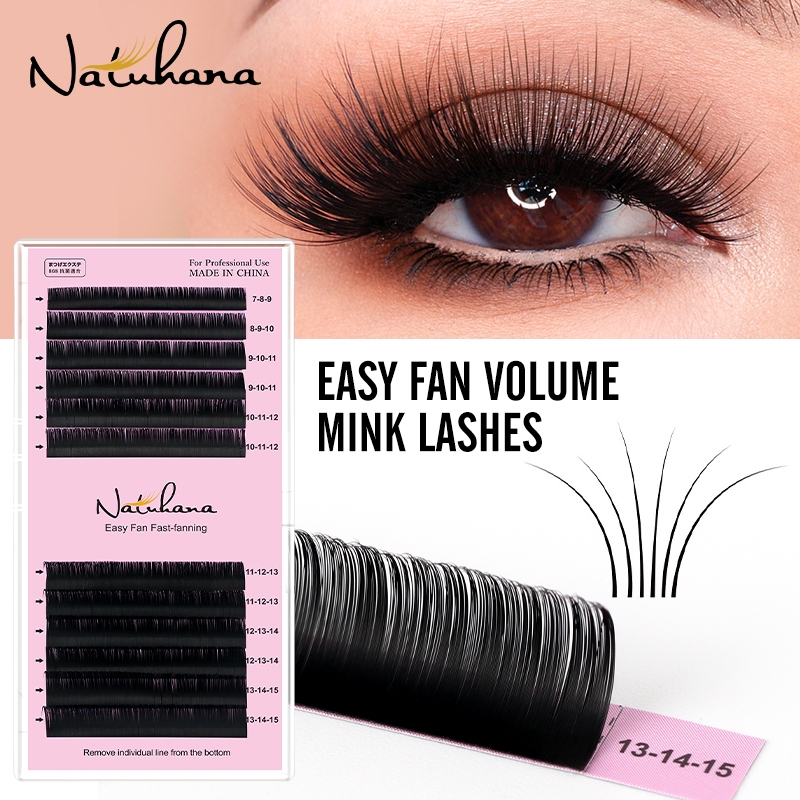 Natuhana ขนตาปลอม ขนมิงค์นุ่ม ดูเป็นธรรมชาติ สําหรับร้านเสริมสวย 0.07 C/D 12 แถว