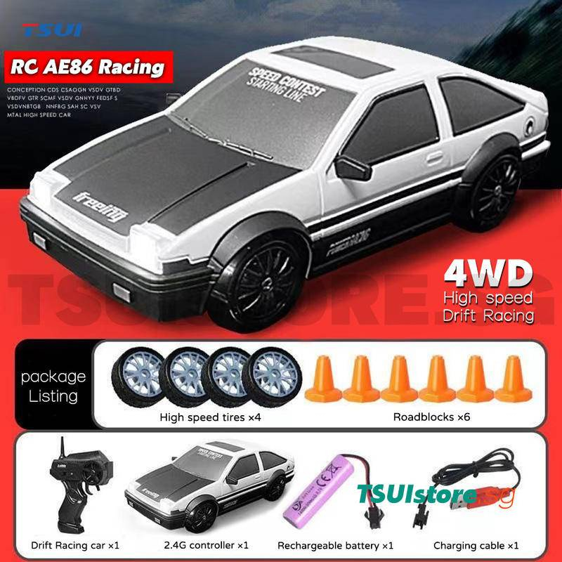[สต็อกท้องถิ่น] โมเดลรถแข่งบังคับวิทยุ 4WD AE86 GTR ความเร็วสูง ของเล่นสําหรับเด็กผู้ชาย