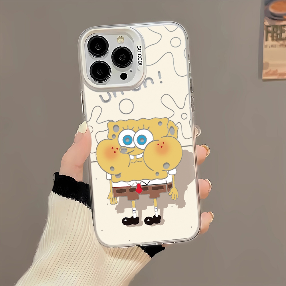 เคสโทรศัพท์มือถือ ลายไอศกรีม SpongeBob SquarePants สองชั้น สร้างสรรค์ สําหรับ iPhone 15 14 13 12 11 7 8 Plus x xs xr xsmax pro max